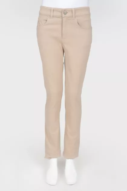 Beige High Rise Skinny Jeans
