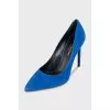 Blue suede pumps