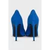 Blue suede pumps