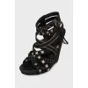 Suede wedge sandals with embellishments