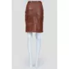 Brown Leather Zip Skirt