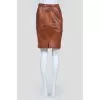 Brown Leather Zip Skirt