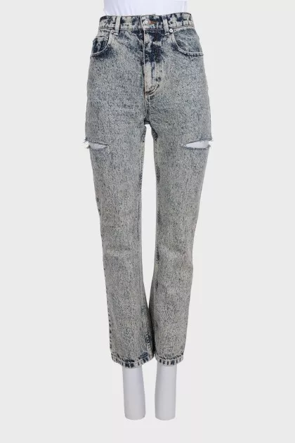 Straight jeans with side slits