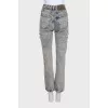 Straight jeans with side slits