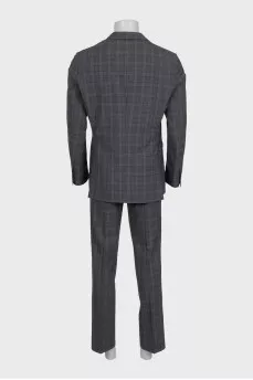 Men's gray wool suit with print