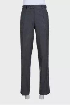 Men's gray pinstriped wool suit