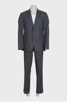 Men's gray pinstriped wool suit