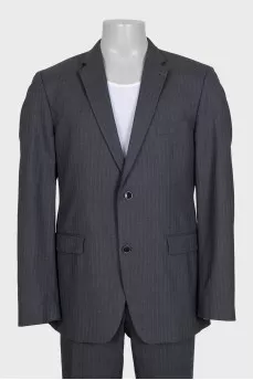 Men's gray pinstriped wool suit