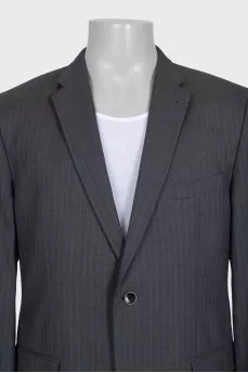 Men's gray pinstriped wool suit
