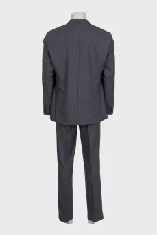Men's gray pinstriped wool suit