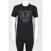 Black T -shirt with tiger embroidery