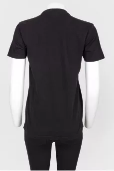 Black T -shirt with tiger embroidery