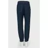 Blue pants with a pink line