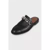 Мюлі чорного кольору зі шкіри з декором