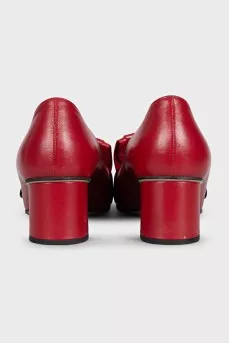 Red leather square-toe shoes