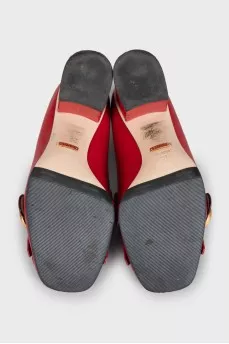 Red leather square-toe shoes