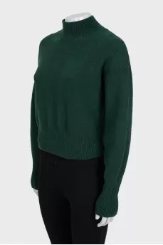 Green turtleneck jumper