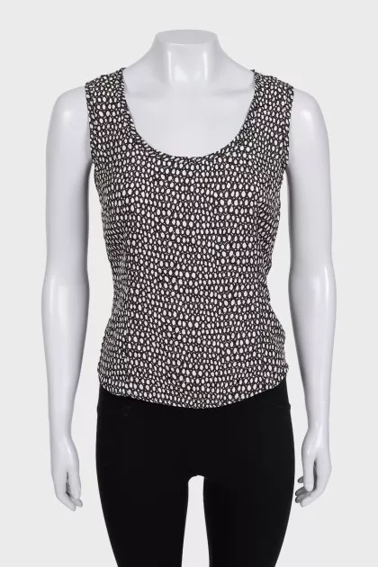 Black and white silk tank top
