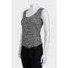 Black and white silk tank top
