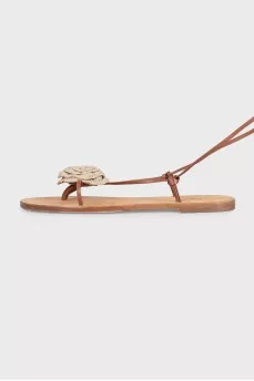 Brown sandals with decor