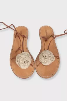 Brown sandals with decor