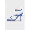 Light blue leather heeled sandals