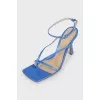Light blue leather heeled sandals
