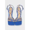 Light blue leather heeled sandals