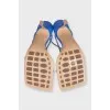 Light blue leather heeled sandals