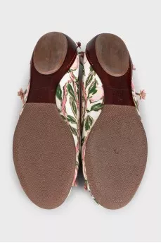 Printed ballet flats with a leather back