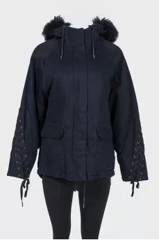 Black hooded jacket