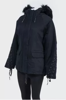 Black hooded jacket