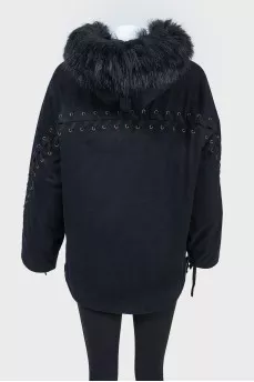 Black hooded jacket