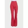 Red high-waisted flared jeans