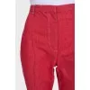 Red high-waisted flared jeans