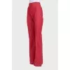 Red high-waisted flared jeans