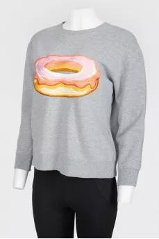 Gray sweatshirt with an embroidered donut