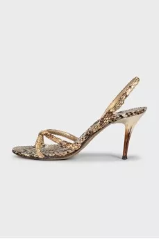 Snakeskin high heel sandals