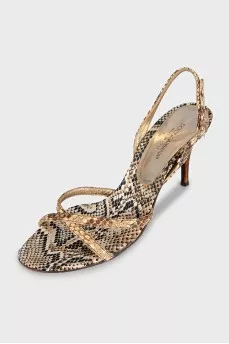 Snakeskin high heel sandals