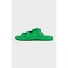 Green weave flip flops