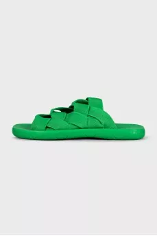 Green weave flip flops