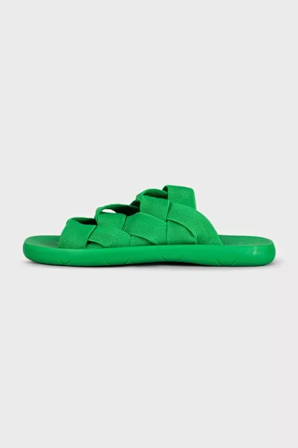Green weave flip flops