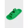 Green weave flip flops