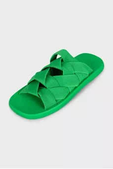 Green weave flip flops