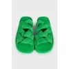 Green weave flip flops
