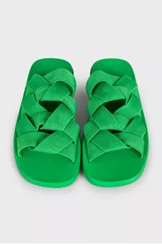 Green weave flip flops