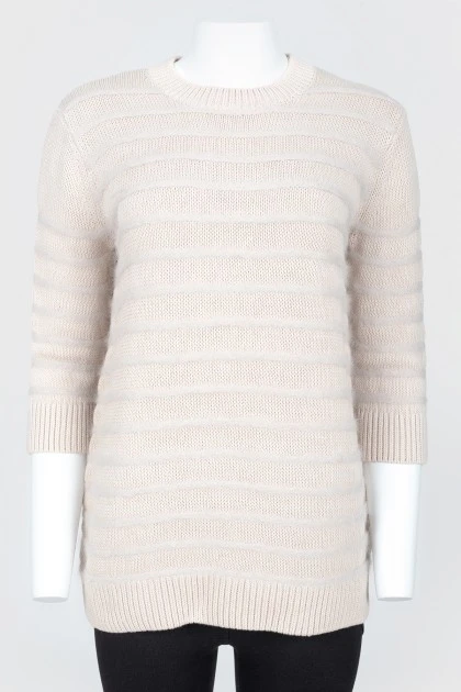 Beige Horizontal Knitted Sweater