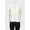Beige knitted sweaty jacket with a neck