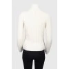 Beige knitted sweaty jacket with a neck