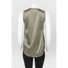 Sleeveless Khaki Silk Top